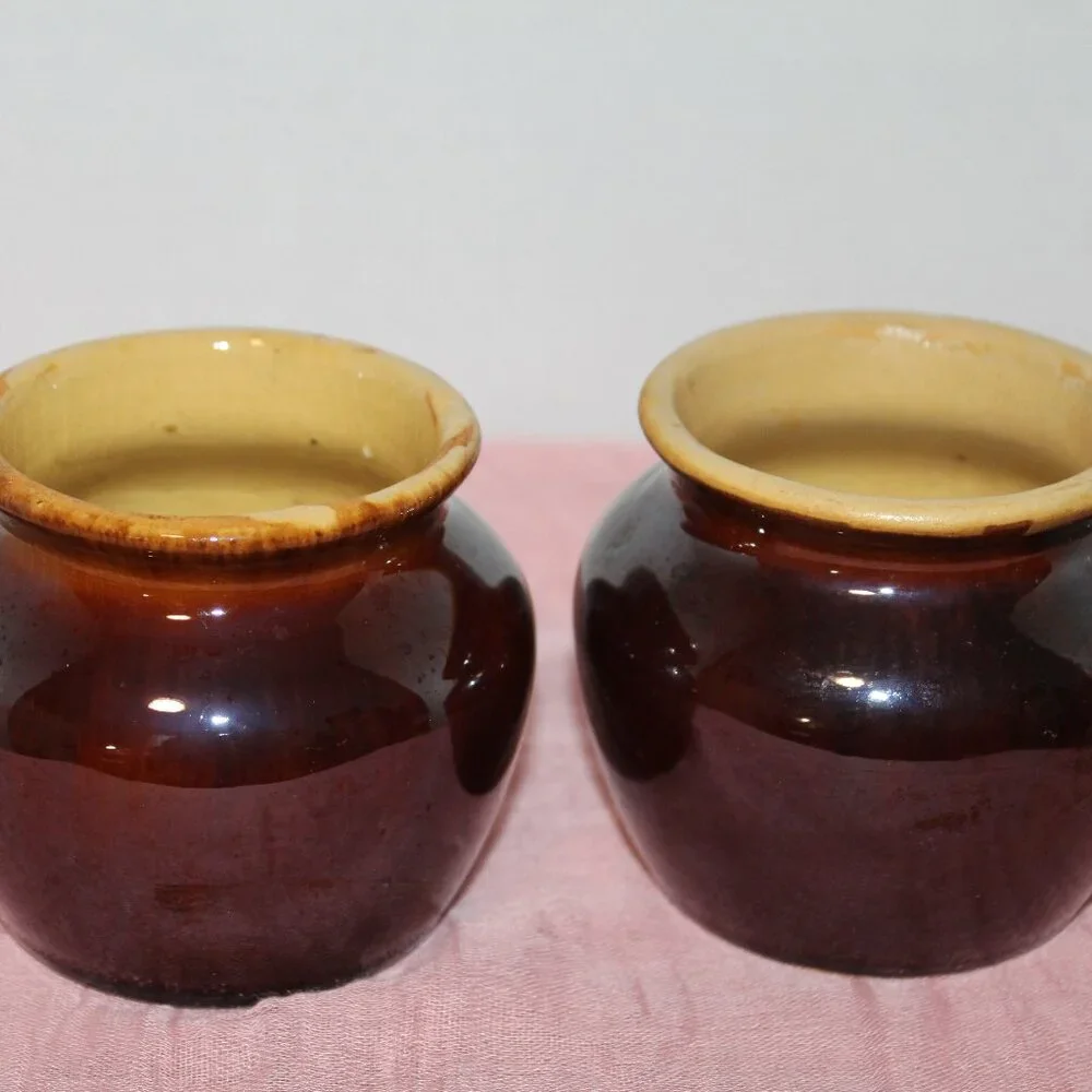 Vintage Heinz 57 Mustard Crock Bean Pots (2)